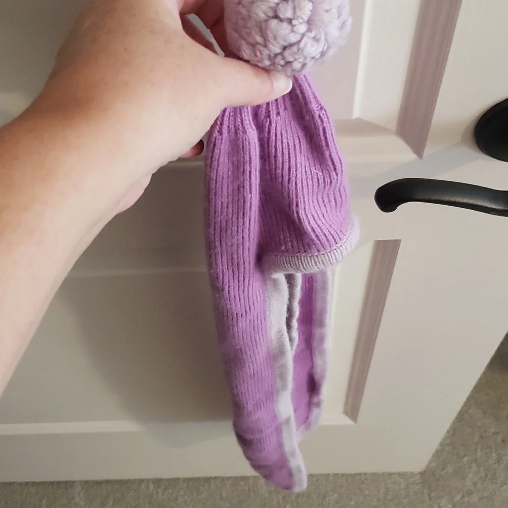 Purple toboggan Eden & Esme hat beanie 9-12m Long Tails